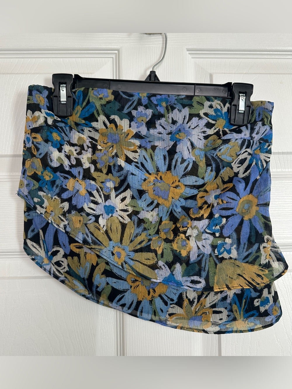 Sadie & Sage Strapless Floral Blouse - Blue, Mustard & White